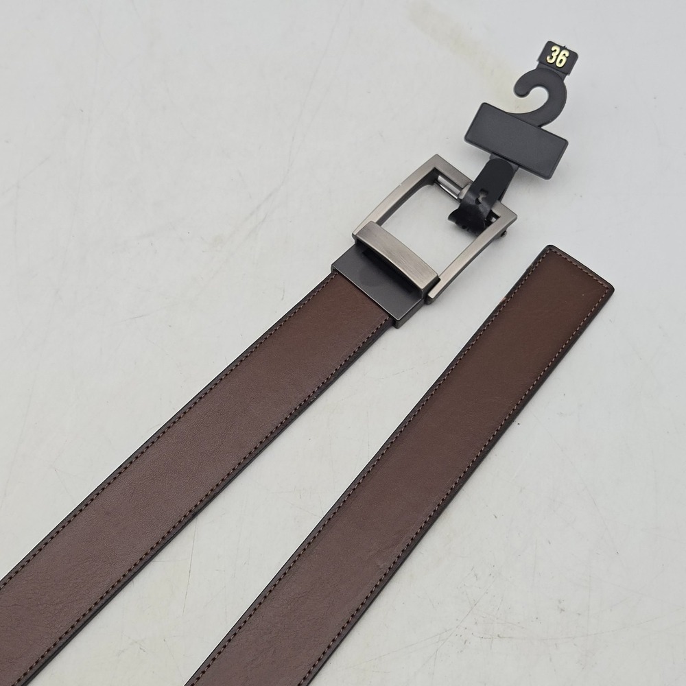 Structure Belt Brown Synthetic Leather Mens 34-36 Black Cinch Buckle New